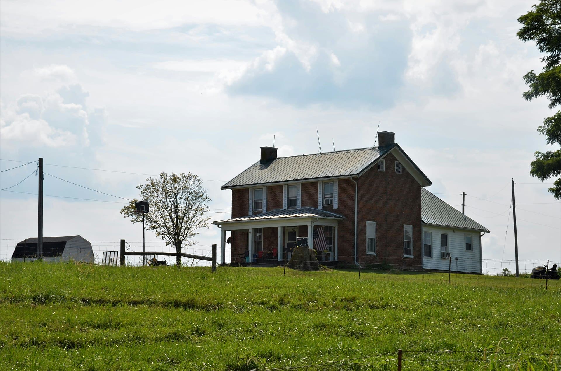 Brick farmhouse on a hill, residential home inspection